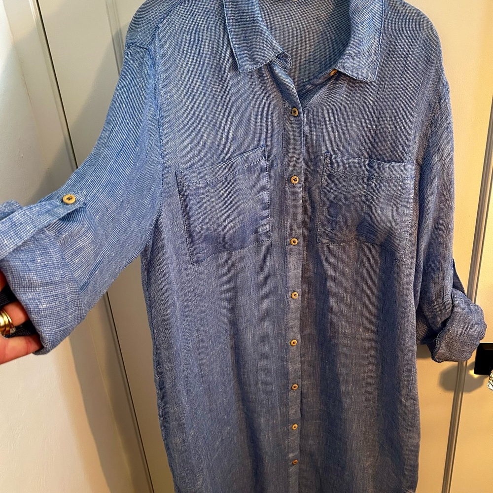 Magashoni Blue Linen Tunic